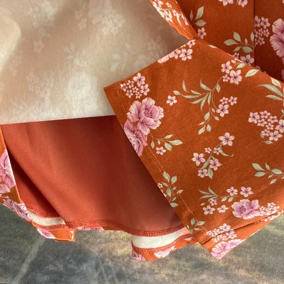 Altar'd State Floral Dark Orange/Clay Lined Dress Sz M NWT $69.95 Retail - Picture 3 of 8